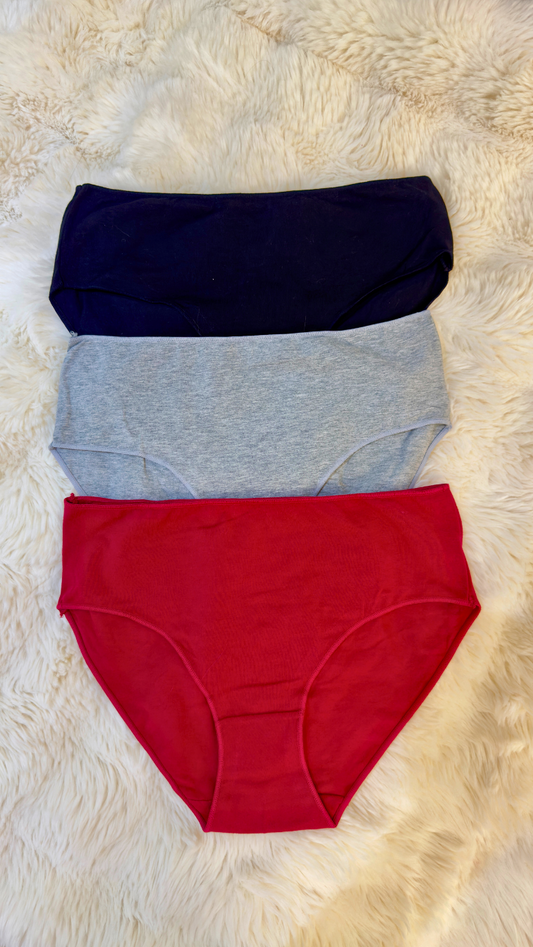 🩶 Өндөр суудалтай, оёдолгүй даавуун 3 ширхэг дотуур өмдний багц