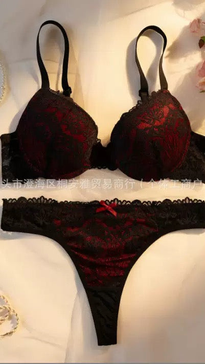 Хар + улаан хээтэй торон сет